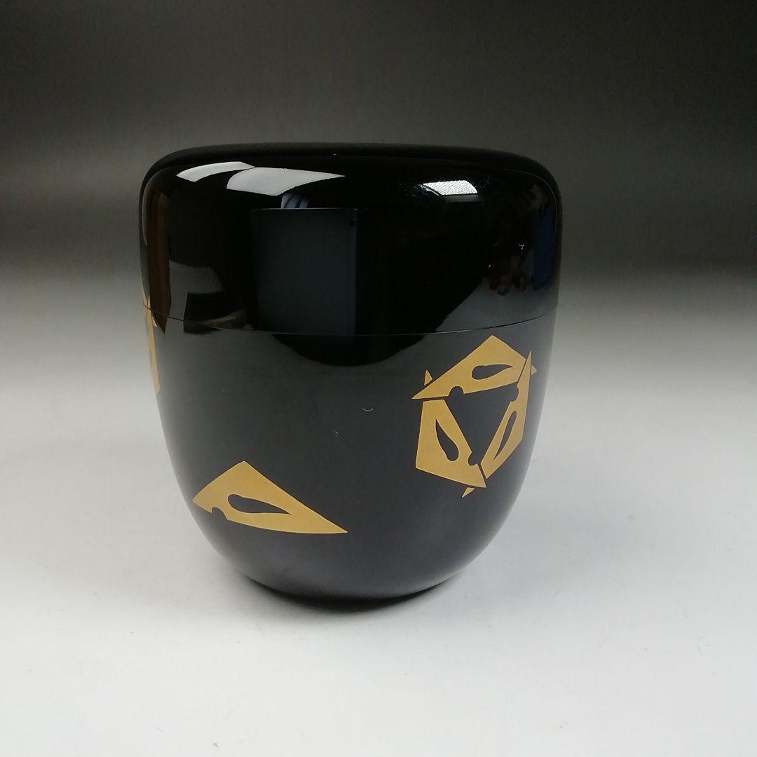 Ｔ１０００　棗　『うろこ鶴蒔絵』『内朱塗』『塗師　辻石斎』　共箱　茶道具