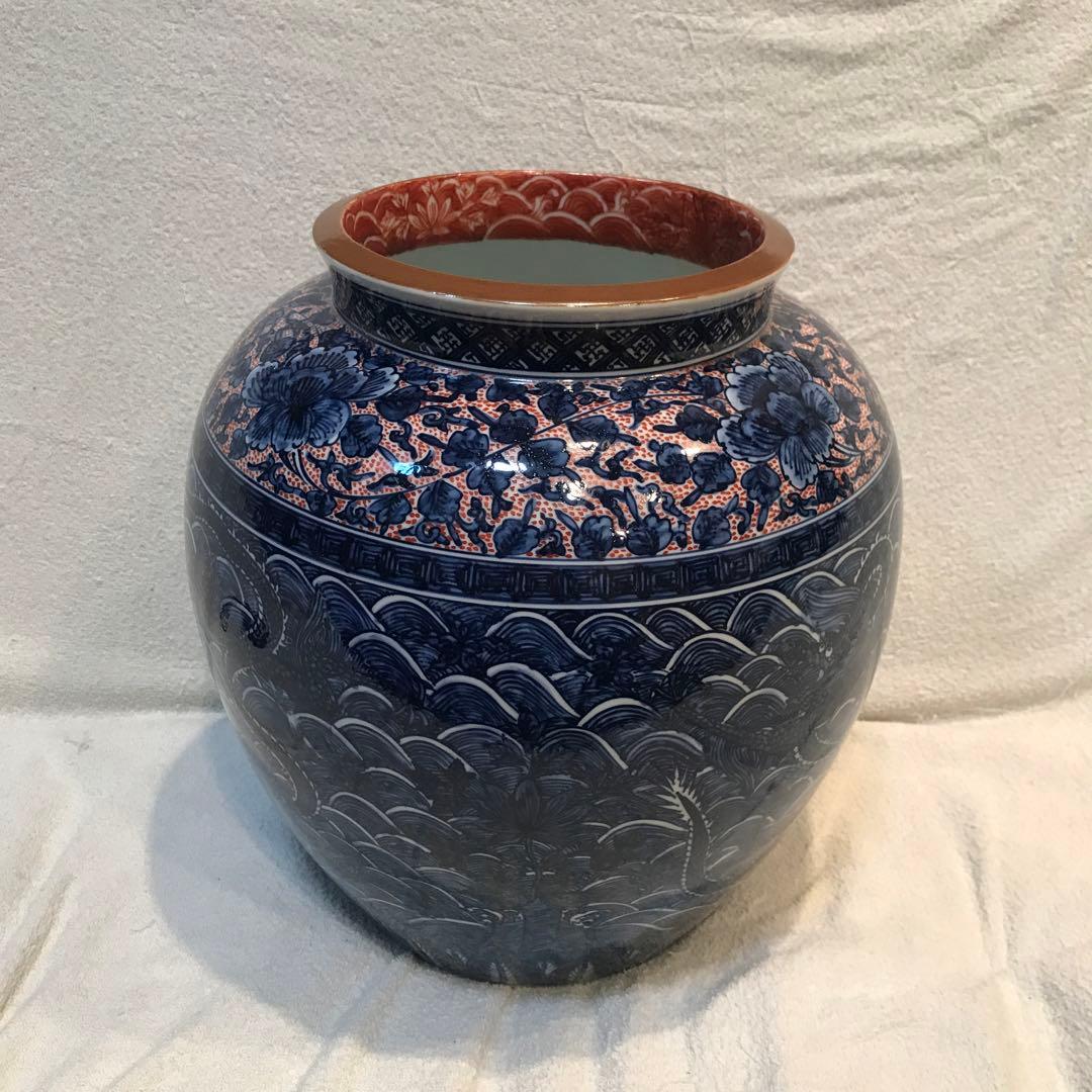 京焼/青華龍の緻密な絵付けの壺/定価120万円/存在感抜群/華のある壺！