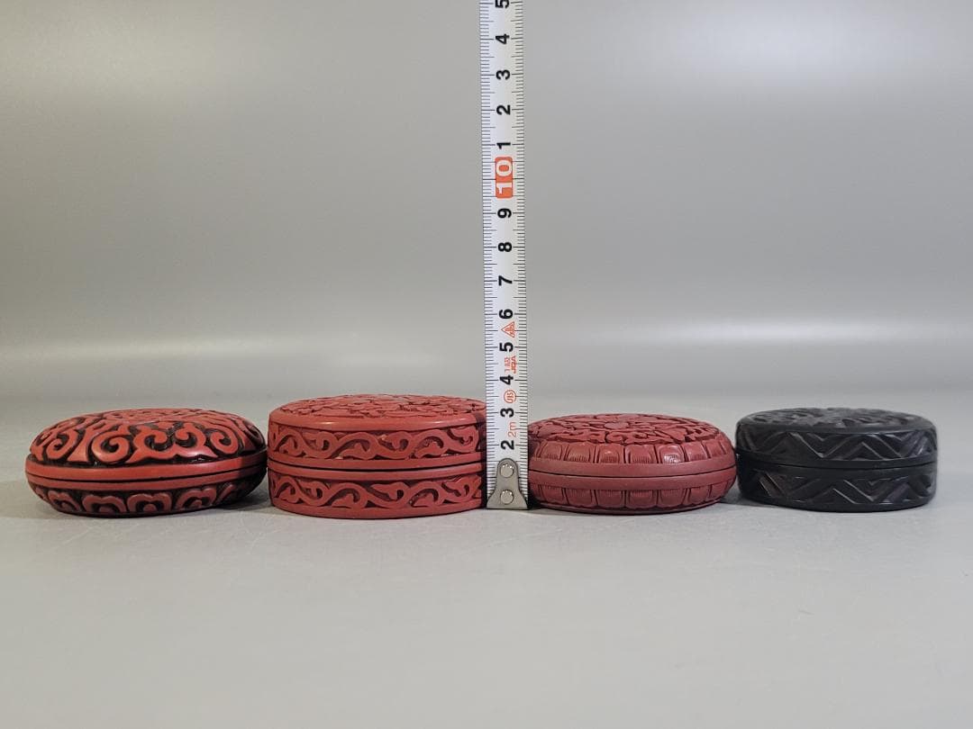 中国 堆朱堆黒 蓋物 9件 まとめて DT743