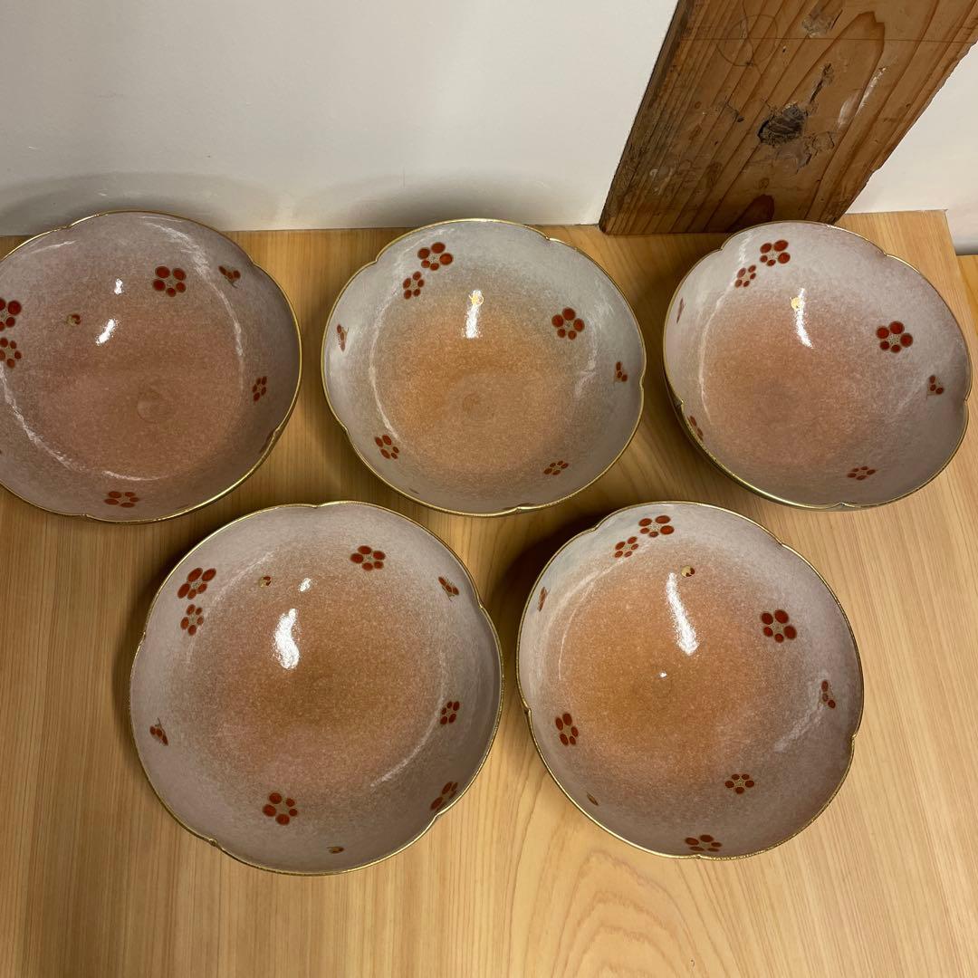 澤村陶哉　紅白梅文　向付　5客　陶磁器　茶道具