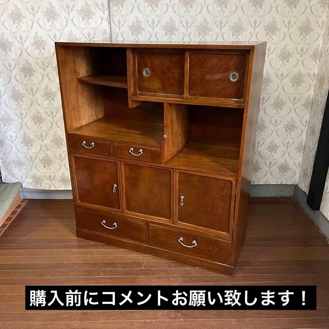 【アンティーク】木製 茶箪笥 水屋箪笥 飾り棚 キャビネット 食器棚 古民家