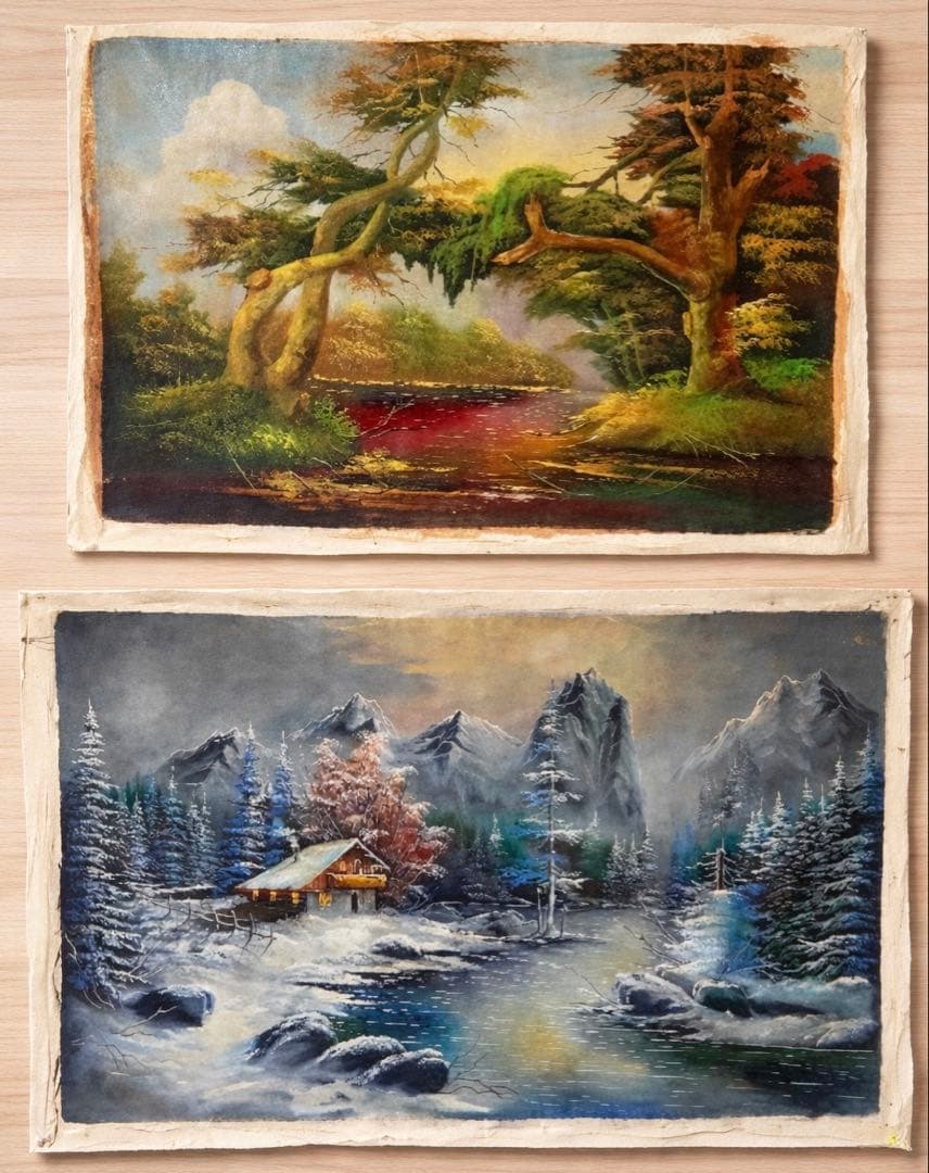 絵画 Set of 2 Beautiful Landscape Paintings