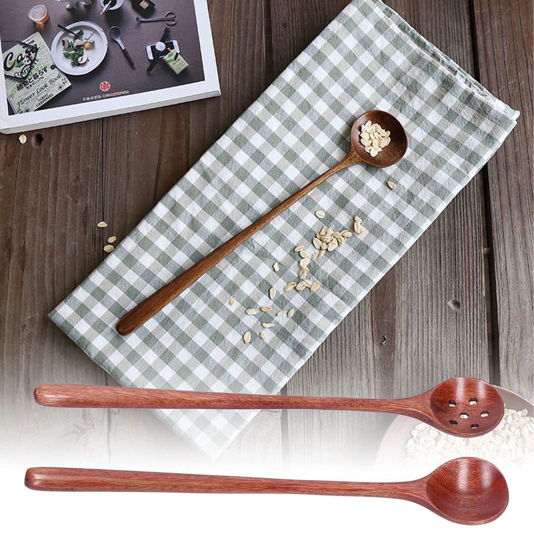 スロット付きスプーン、再利用可能な木製スプーン 湖釣り、キャンプ、ハイキング