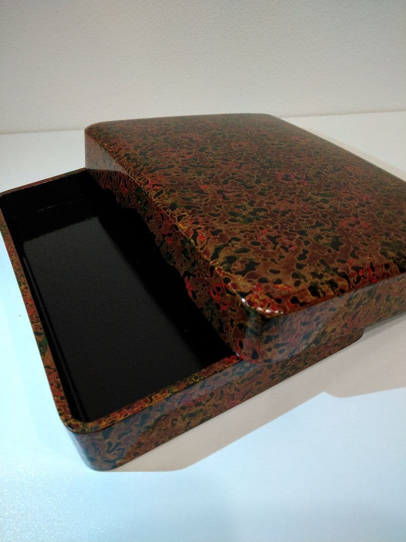 津軽塗　漆器セット 花模様 赤黒　7点