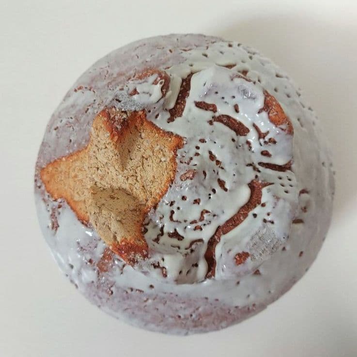 萩焼　茶碗　鬼萩窯変筆洗形　宇田川聖谷造　共箱付き