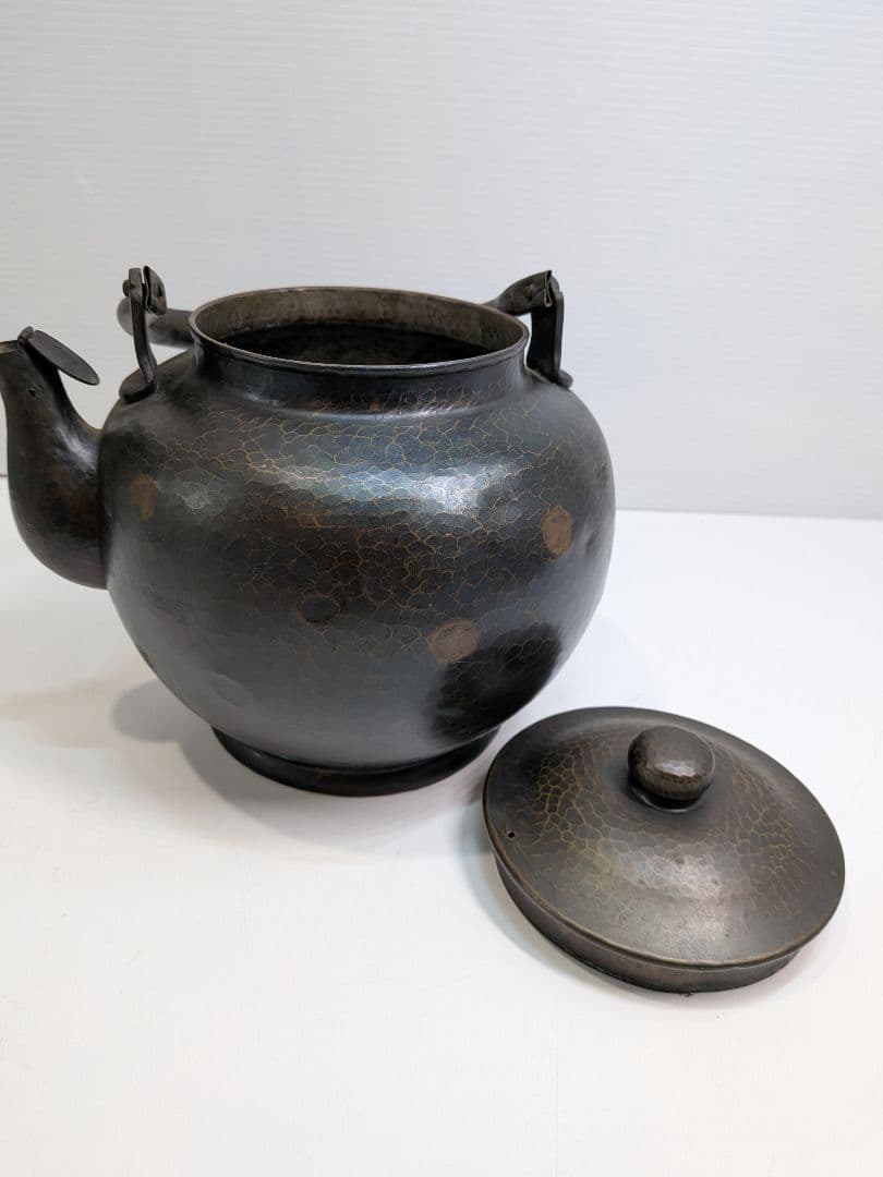 P987 希少 芳燕堂 鎚起銅器 銅瓶 手打ち 槌目 薬缶 昭和27年刻