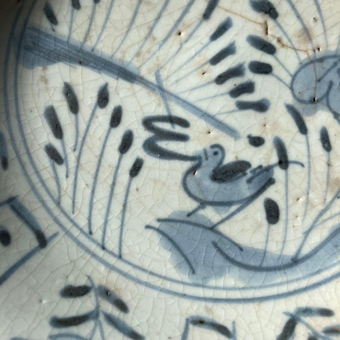 初期伊万里芙蓉手花鳥文皿七皿 江戸時代 骨董 アンティーク 肥前磁器 古伊万里