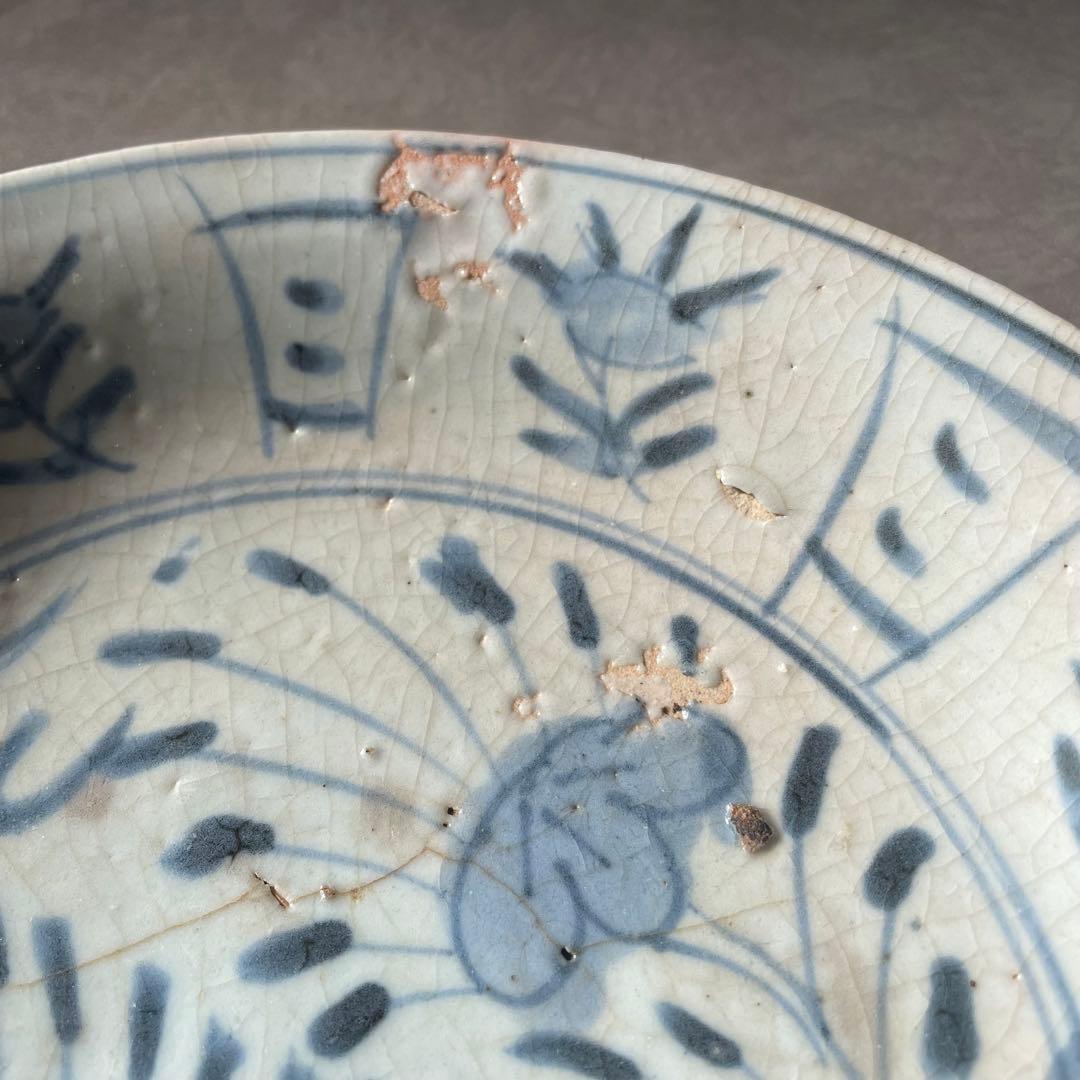 初期伊万里芙蓉手花鳥文皿七皿 江戸時代 骨董 アンティーク 肥前磁器 古伊万里