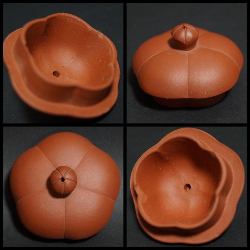 煎茶道具 唐物 朱泥 王暁勤製 在銘 瓜形紫砂壺(一対) 単孔朱泥急須茶器茶道具