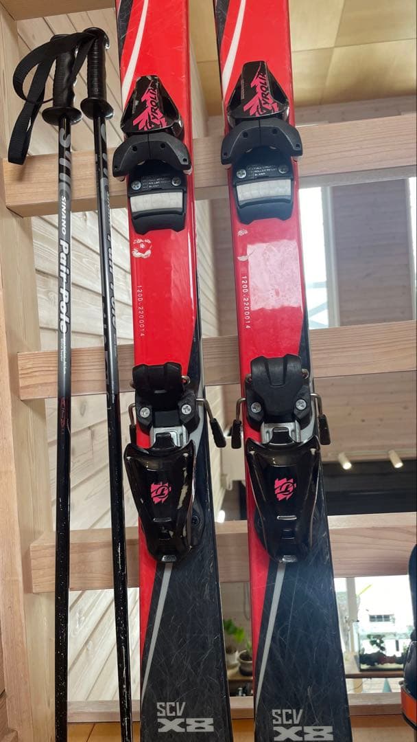 カービングスキー板120cmセットビンディングストック赤 子供キッズ ジュニア