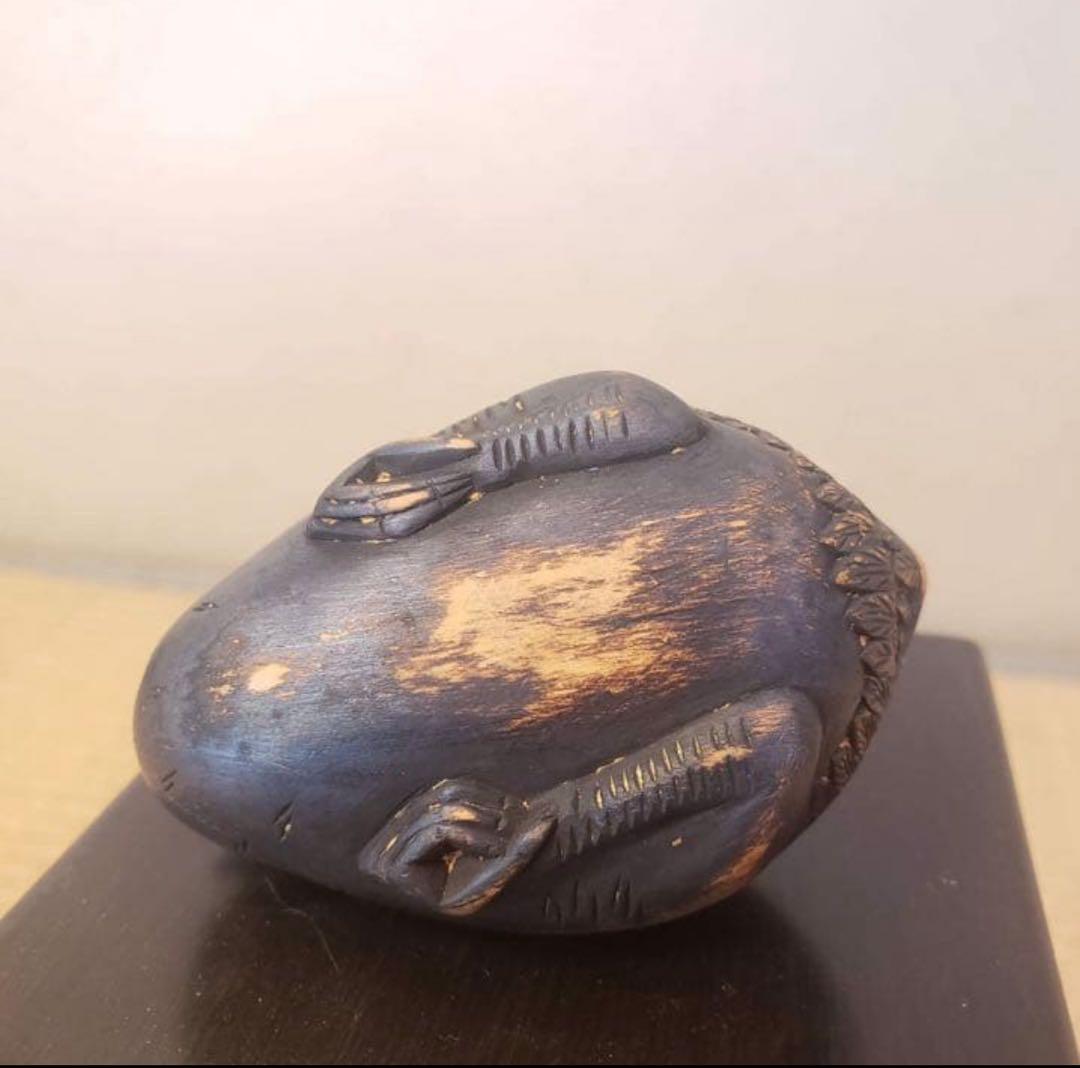 鶴の香合　香入れ　鶴の巣篭もり？　アンティーク横幅7.5センチ m-NO236