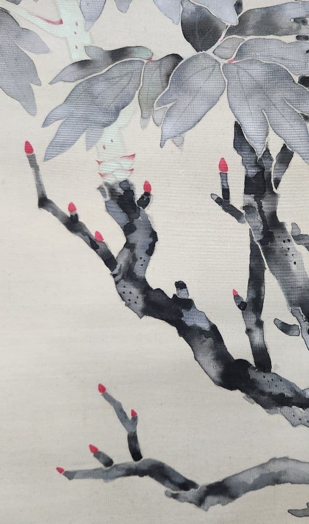 【富貴草図】戸田北遥 2607 牡丹に蜂 共箱　掛け軸　肉筆