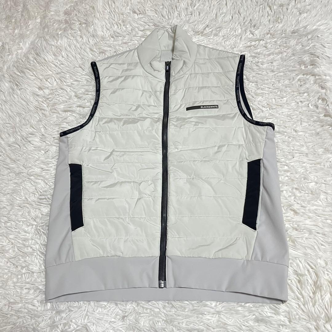 現行 ブラック＆ホワイト Black&white ゴルフ ダウンベスト ホワイト