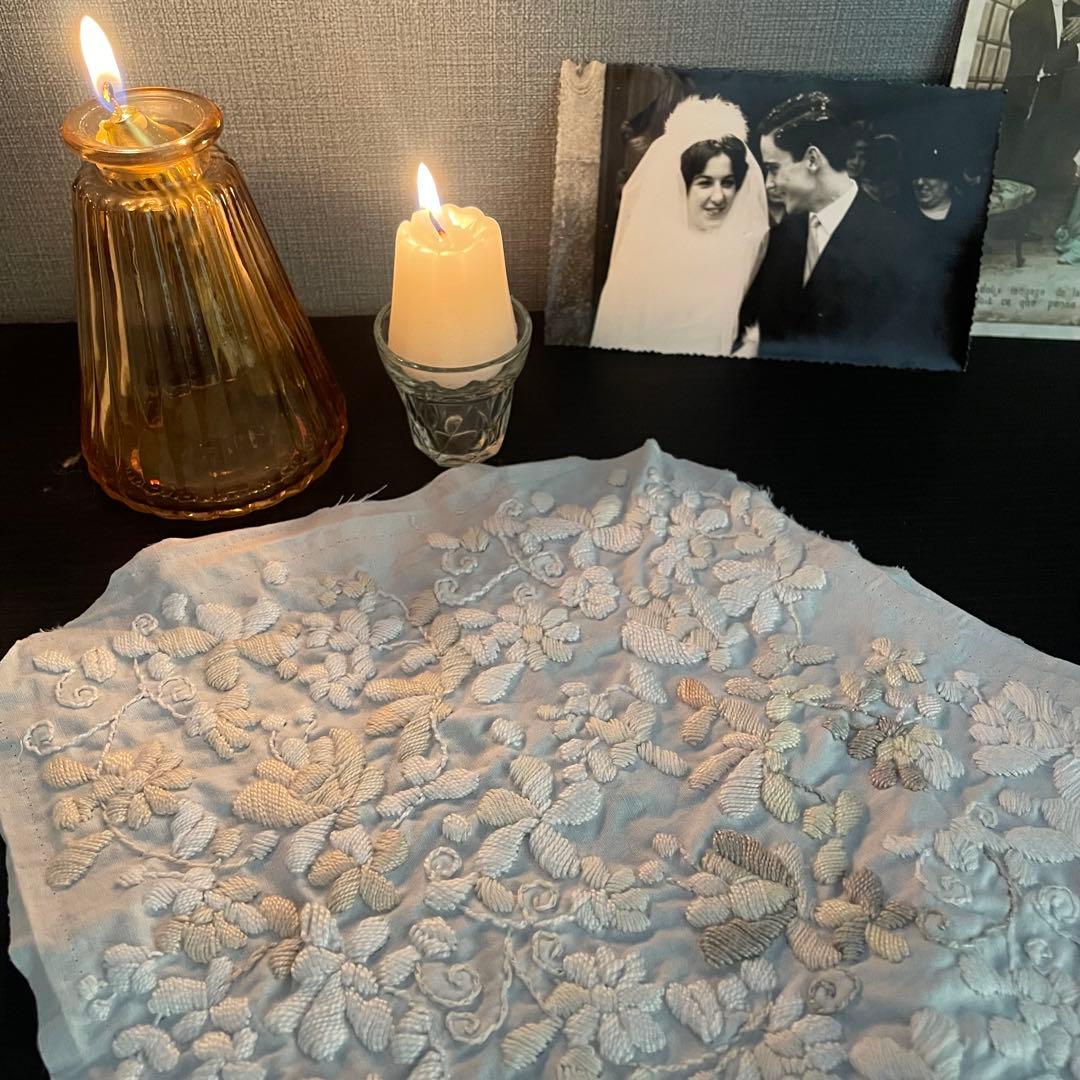 至高の手仕事/極厚立体刺繍パーツ /純白の陰影が織りなす一点モノの芸術