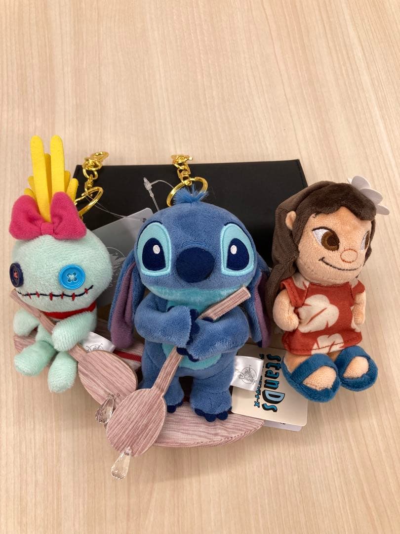 【ディズニー】リロ&スティッチとスクランプ　ぬいぐるみ キーホルダー3点セット