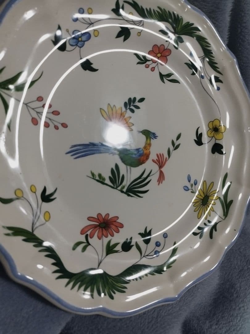アンテーク　Gien 花と鳥の装飾 陶磁器皿
