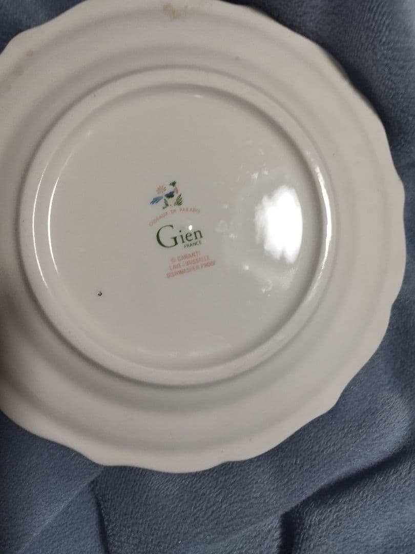 アンテーク　Gien 花と鳥の装飾 陶磁器皿