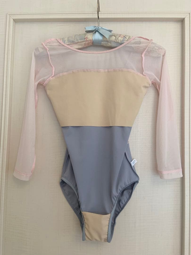 eleve USA製　バレエ　セミオーダー　7分袖　ピンクメッシュ　レオタード