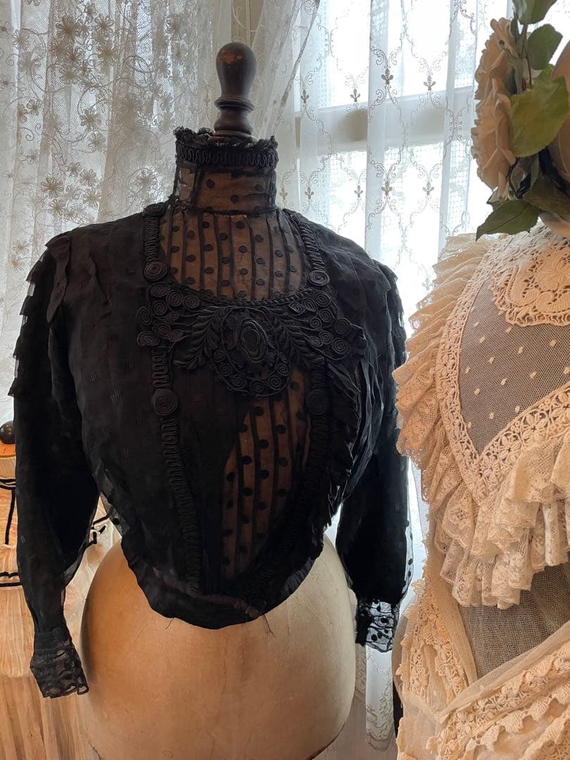 半額SALE♡ヴィクトリア朝 シルク ボディス♡ フランスアンティークブラウス