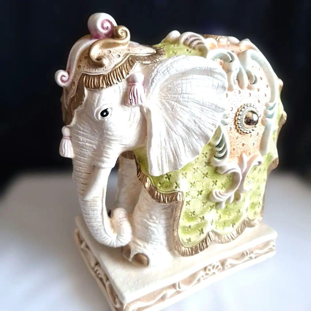 象の置物　2体セット　　陶器　オブジェ　運気上昇　インテリア　ヴィンテージ