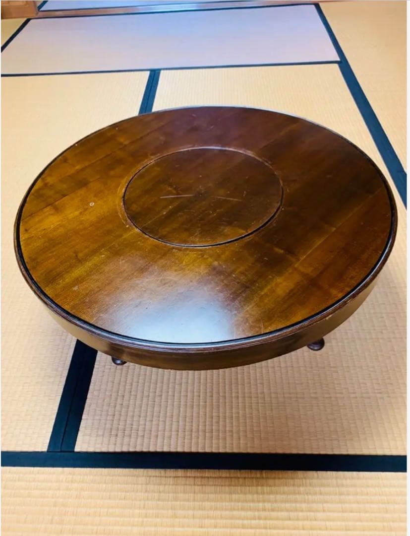 木製円形座卓 中央囲炉裏付き　ちゃぶ台