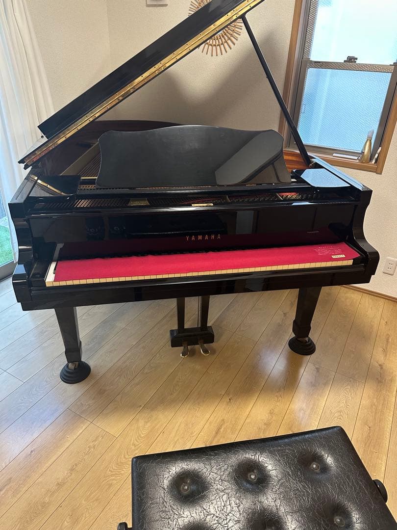 黒色 グランドピアノ カバー付き YAMAHA C3 3370587 2本ペダル