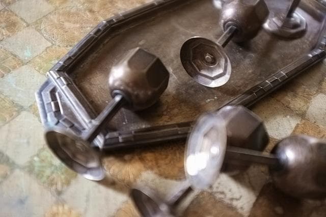 1900s フランス 多数派オクトゴナル リキュールカップとトレイ アンティーク