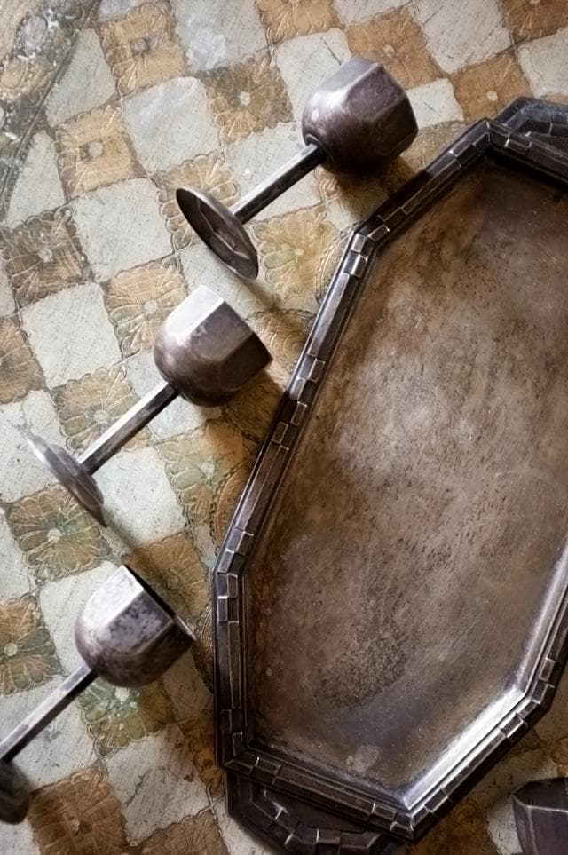 1900s フランス 多数派オクトゴナル リキュールカップとトレイ アンティーク