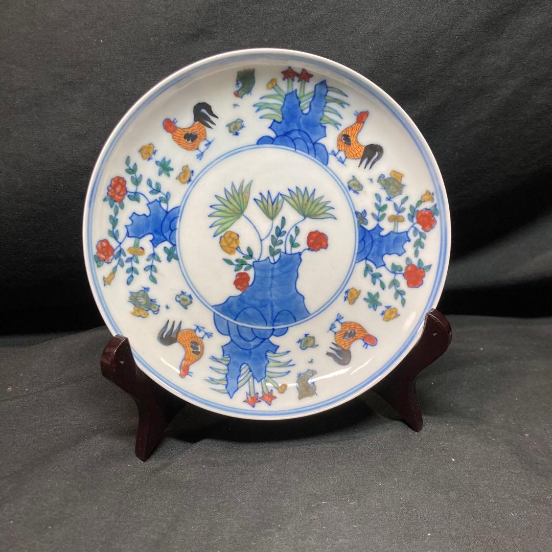 《中国美術》大明成化年製 花鳥図 絵皿 飾り皿
