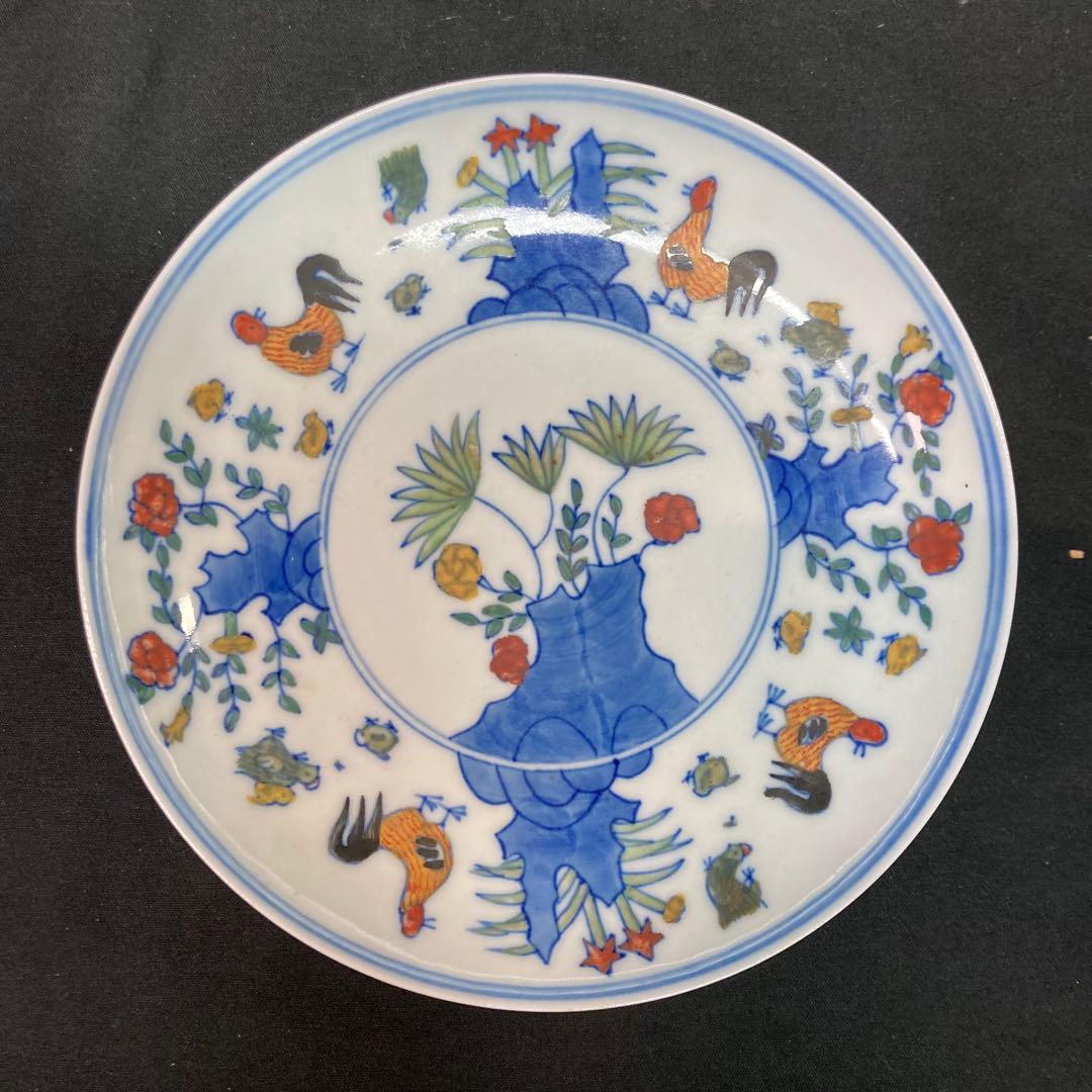 《中国美術》大明成化年製 花鳥図 絵皿 飾り皿