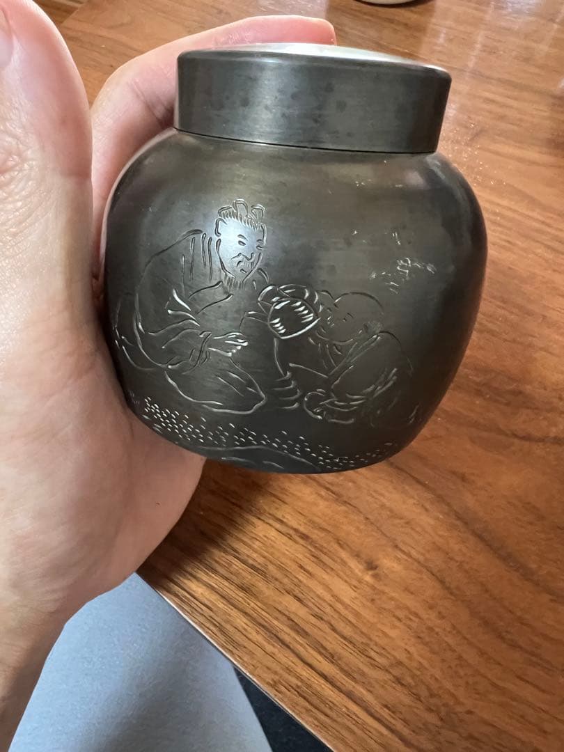 中国茶入り 古錫　茶道具