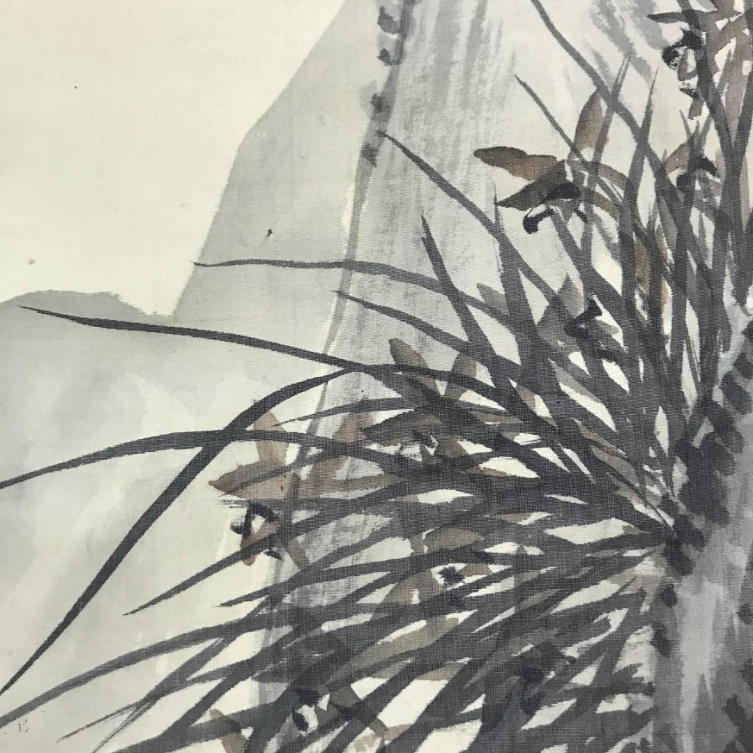 【真作】森琴石/空山清香画賛/蘭図/ラン図/山水図/掛軸/名家伝来/AC-764