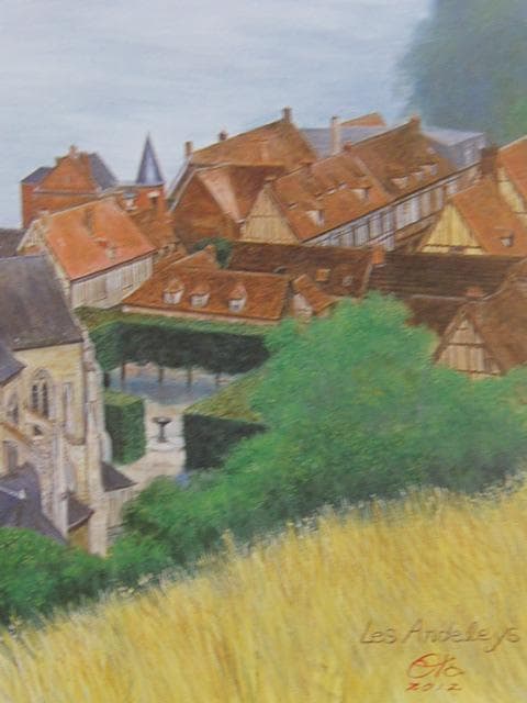 音丸哲延、【セーヌは流れる】、希少な額装用画集画、新品高級額 額装付