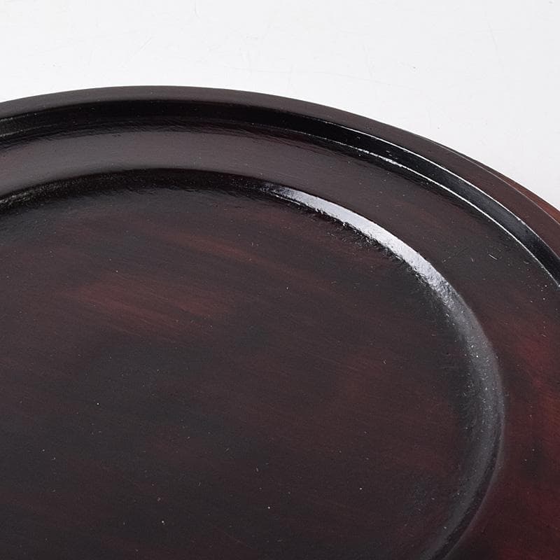 たまご中国　書道具　端渓硯　圓硯　唐木蓋付　C　7575