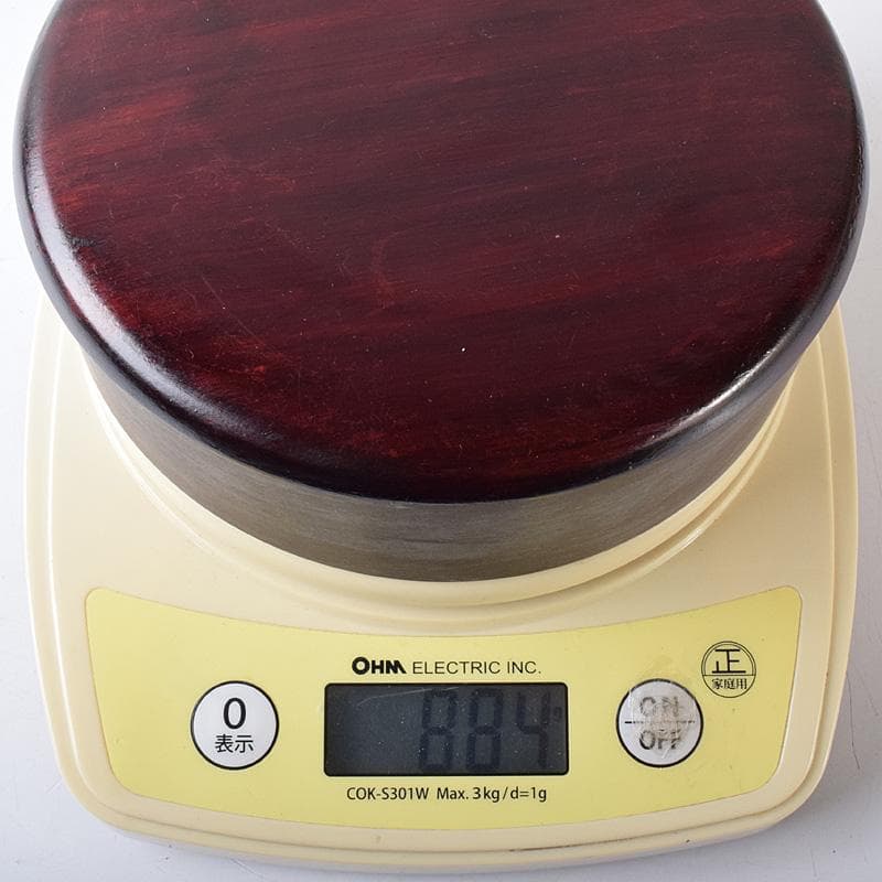 たまご中国　書道具　端渓硯　圓硯　唐木蓋付　C　7575