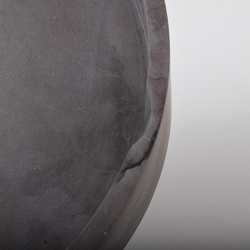 たまご中国　書道具　端渓硯　圓硯　唐木蓋付　C　7575