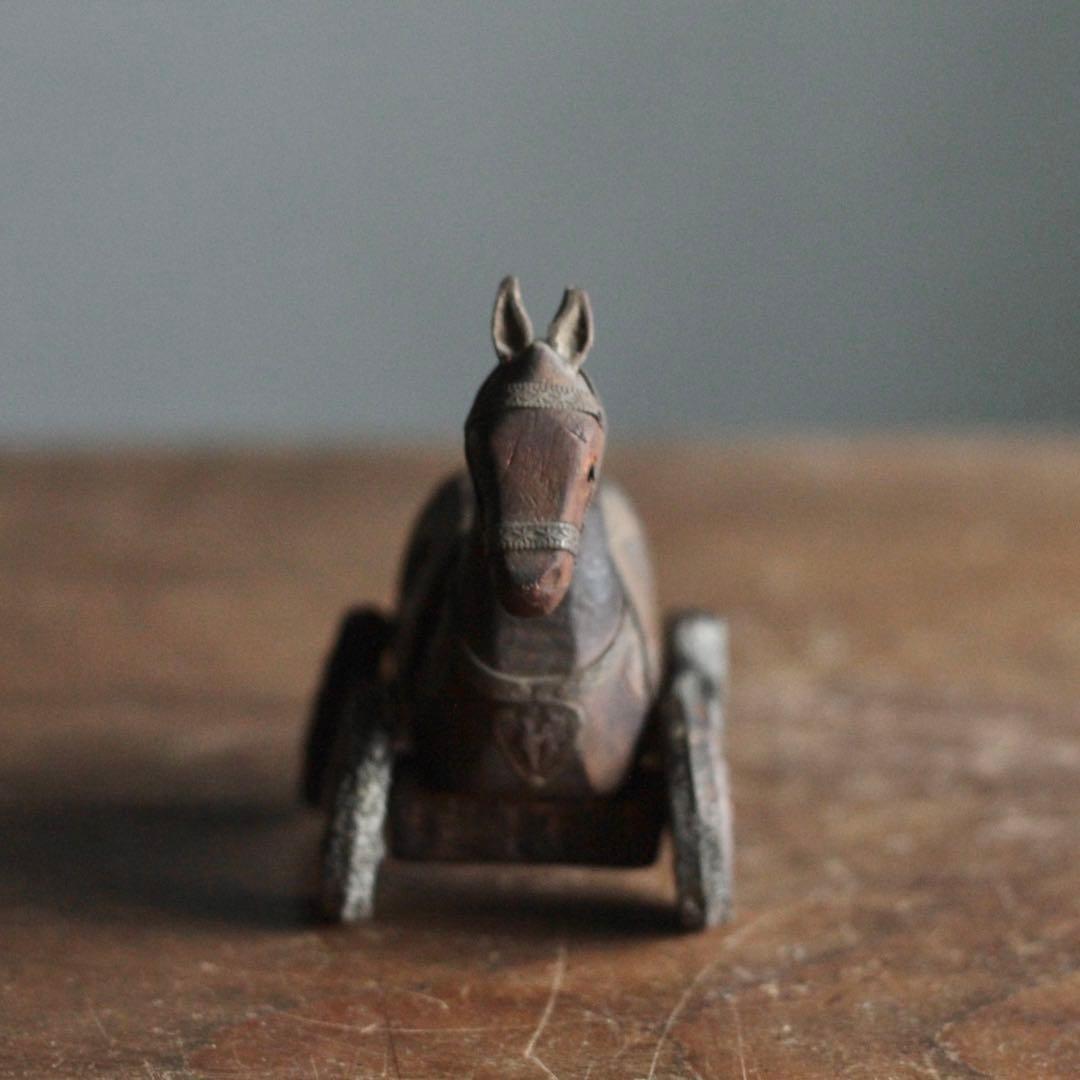 古い 馬車（うまぐるま） 木彫 オブジェ 古道具 アンティーク No.2