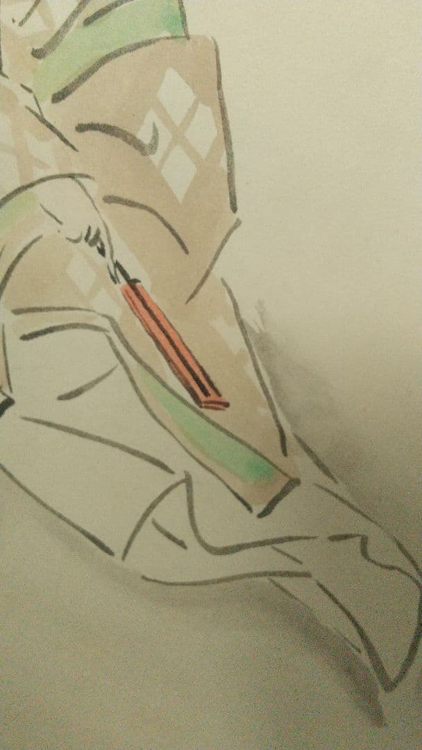 小堀鞆音   やまと絵 紙本肉筆掛軸 人物