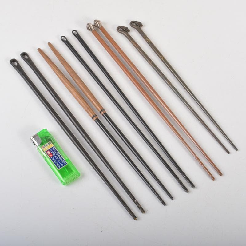 茶道具　古銅　火箸　渦巻神獣頭など　五点まとめて　N　6462