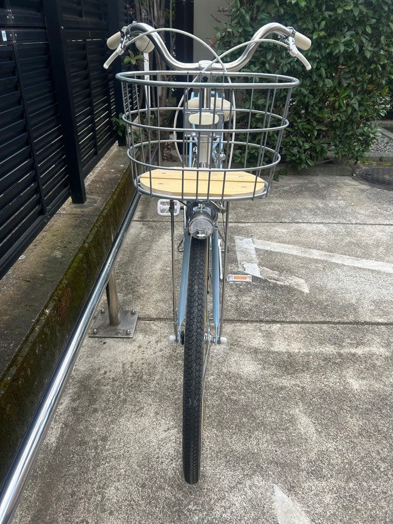 水色 シティサイクル 前面バスケット付き