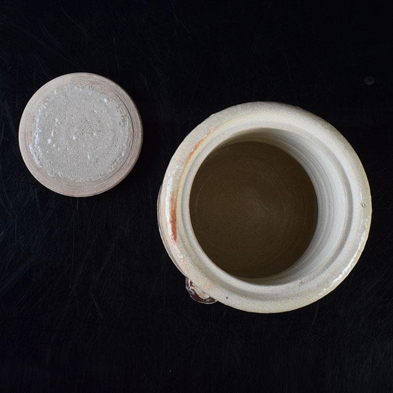 北大路魯山人作　志野焼　草文　水指　黒田陶々庵極め箱　D　R9297H