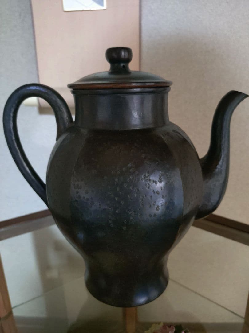 玉川堂　墨黒コーヒーポット水柱やかん美品