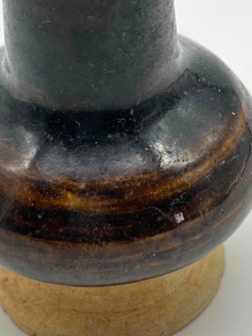 宋時代 醬釉 吉州窯小瓶 花入れ 黒釉 海鼠釉 唐物　希少貴重古賞物(F-83)