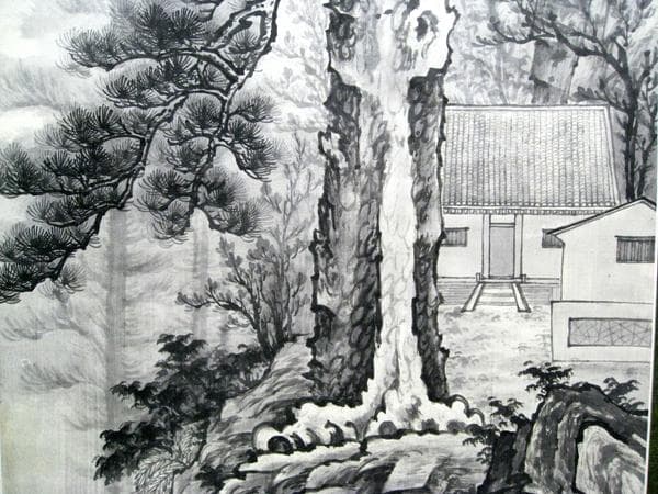 #中国古玩 #掛軸 #絹本 #松 #春秋山水 #肉筆 #中華 #中国作家