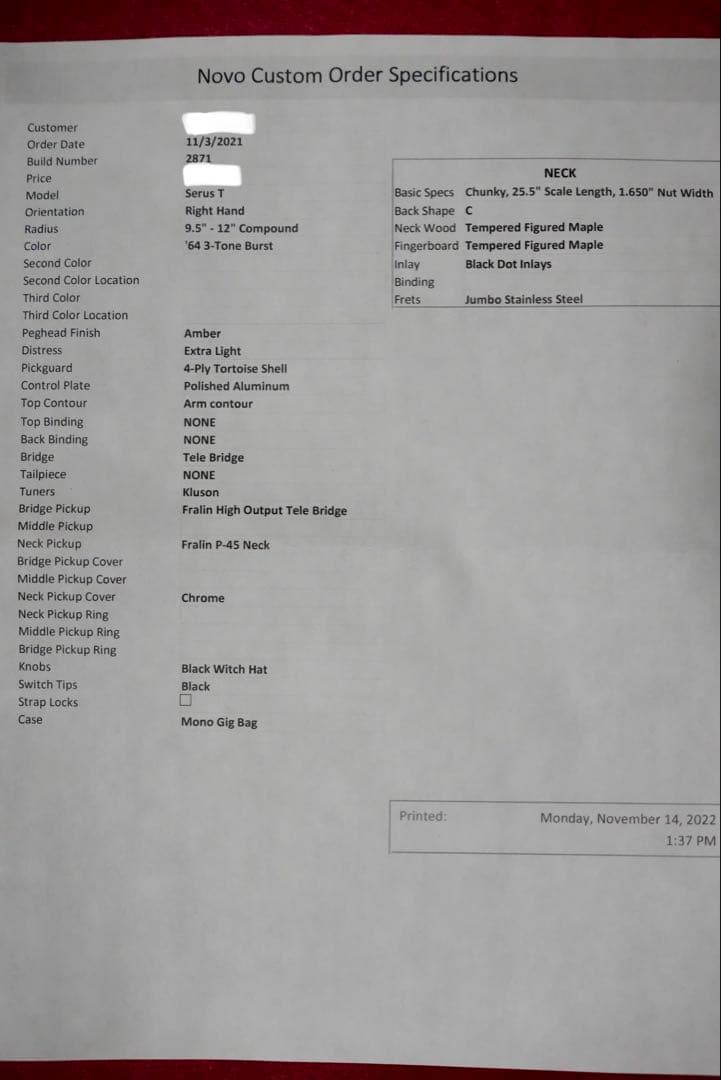 NOVO Serus T / 公式Insta掲載個体 / 3.13kg/fano