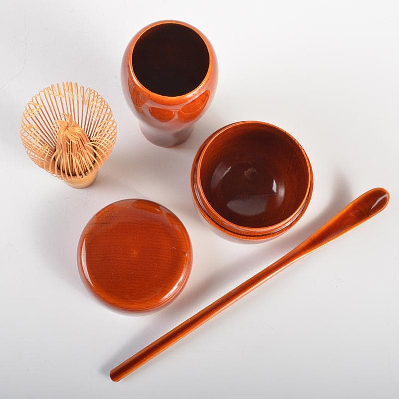 茶道具　飛騨春慶塗　茶箱　茶器揃　茶碗　棗など　五点　一式　共箱　D　R7433