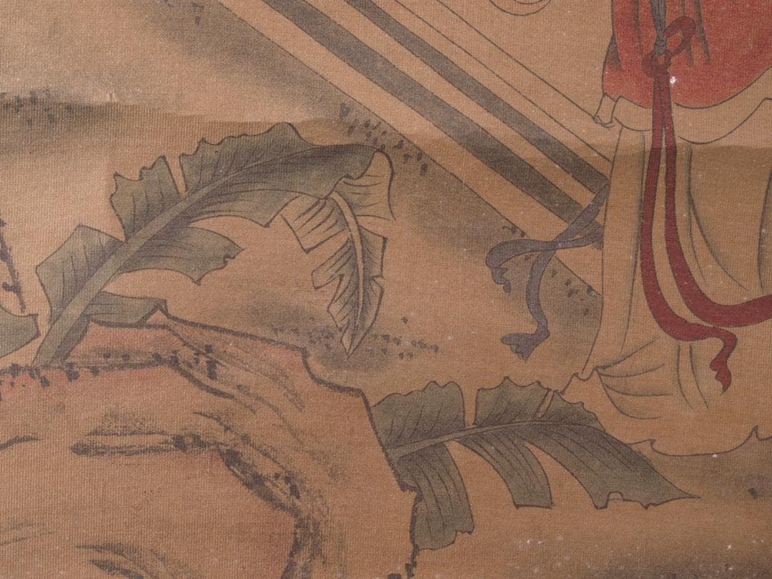 【骨董掛け軸】山水図 中国唐時代 贯休　肉筆保證唐物唐本 AK615A12-2