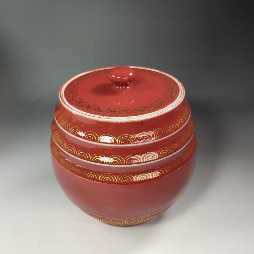 イ536 水指『平安　高木隆作』『辰砂青海波　水指　共箱』茶道具