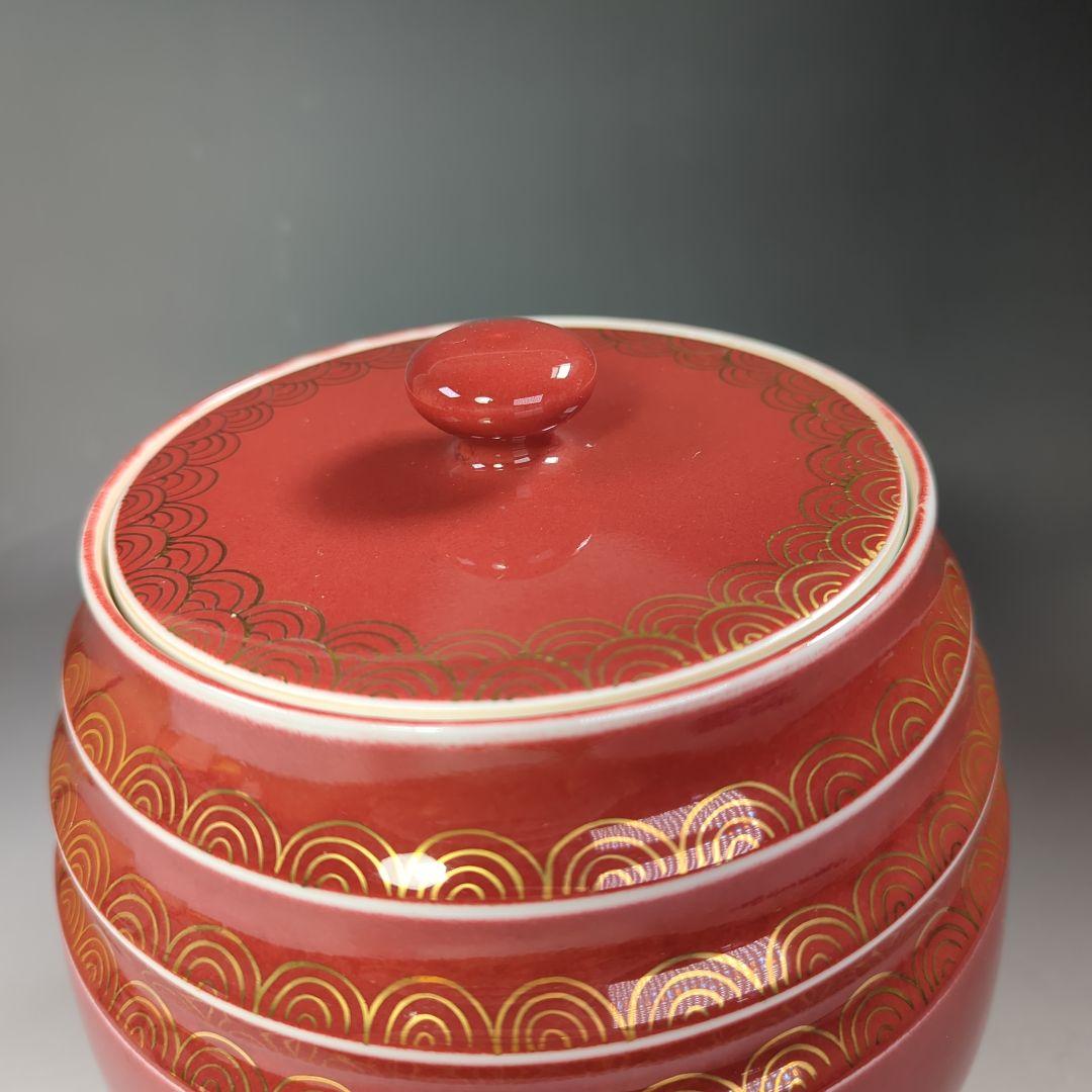 イ536 水指『平安　高木隆作』『辰砂青海波　水指　共箱』茶道具