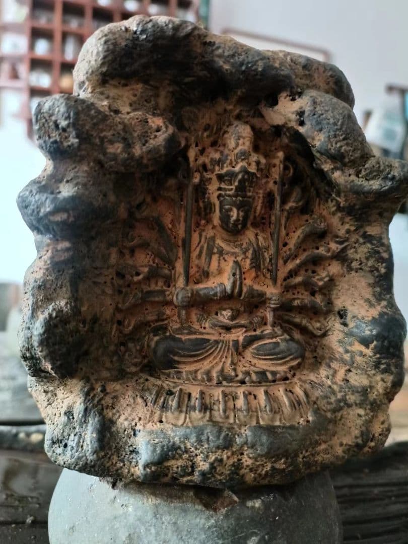 石像 千手観音仏像 茶室 博古架 禅意 置物 装飾品 工芸品